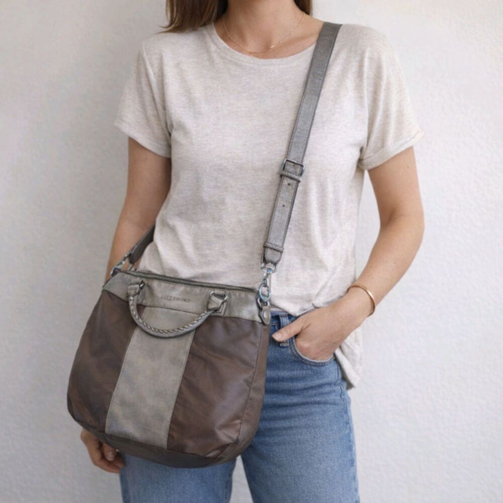 Liebeskind Berlin Shoulder Bag Crossbody Tote Satchel Tan Brown Leather Boho